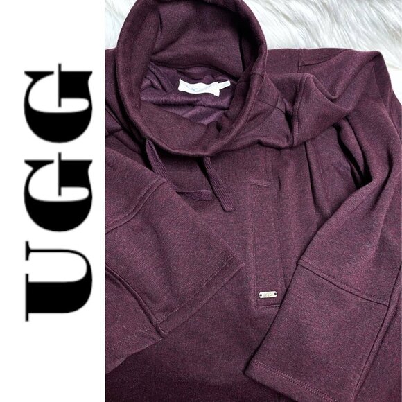 UGG Charlynne Burgundy Red Fleece Lined Mock‎ Neck Cape Poncho, Large - Picture 11 of 15